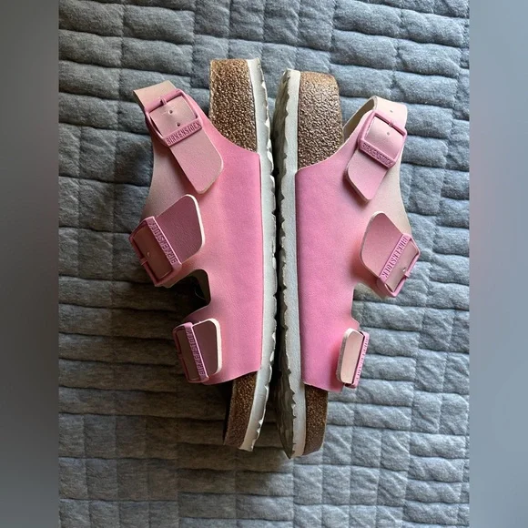 Birkenstock women’s Milano Birko-floor vegan sandals pink green ombre size 40 - Picture 6 of 8
